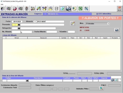 Detalle de Microgest módulo Almacén