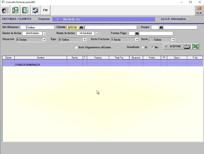 Detalle de Microgest módulo Facturación